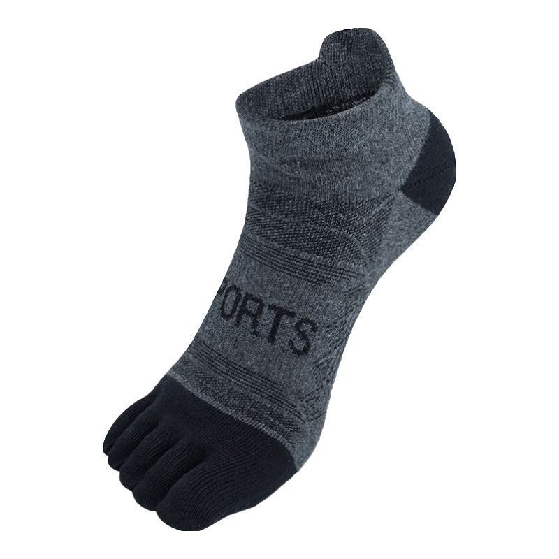 TFO Competition-Level Outdoor Five-Toe Socks, Split-Toe Running Trail Hiking Mountaineering Socks 2202498, Men's Dark Gray
