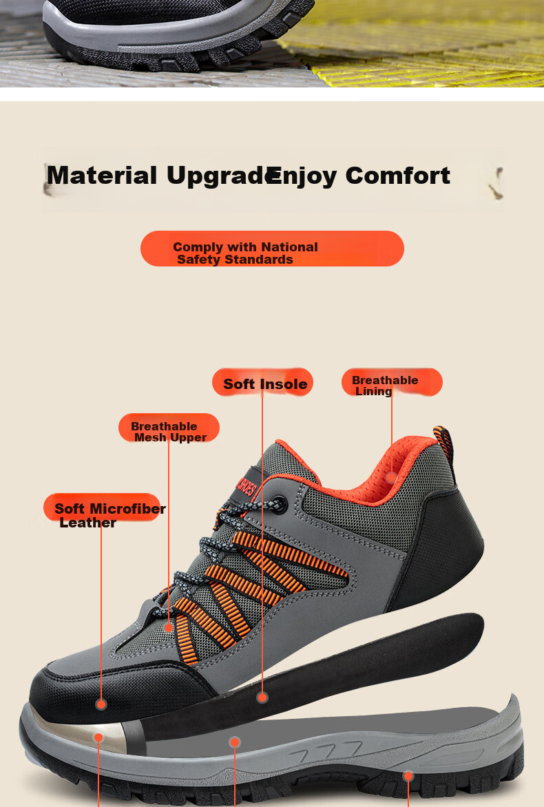 LAOGUANJIA Men's Safety Shoes with Steel Toe Cap, Puncture-Resistant, Breathable, Protective Work Shoes for Electricians, Insulated And Wear-Resistant Hiking Shoes 508 Size 41 3