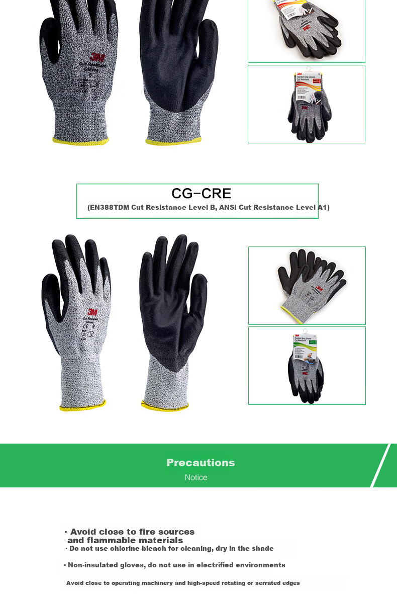 3M Level 5 Cut-Resistant Repair Gloves, Universal Protective Work Gloves EN388 Level 5, Size L 2