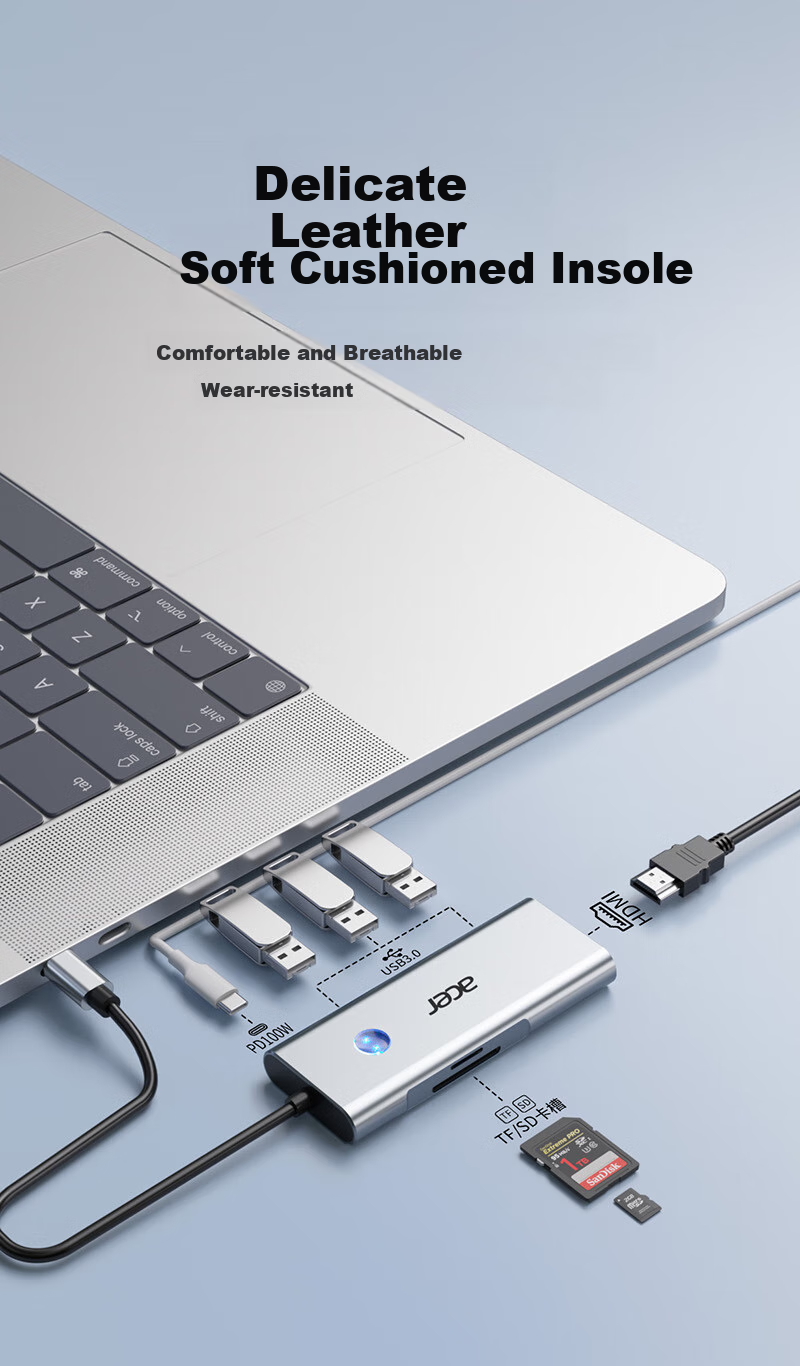 Acer Type-C 7-In Expansion Dock USB3.0 Hub HDMI 60Hz Compatible with MacBook, Huawei Laptops And Tablets Converter with Card Reader Adapter 3