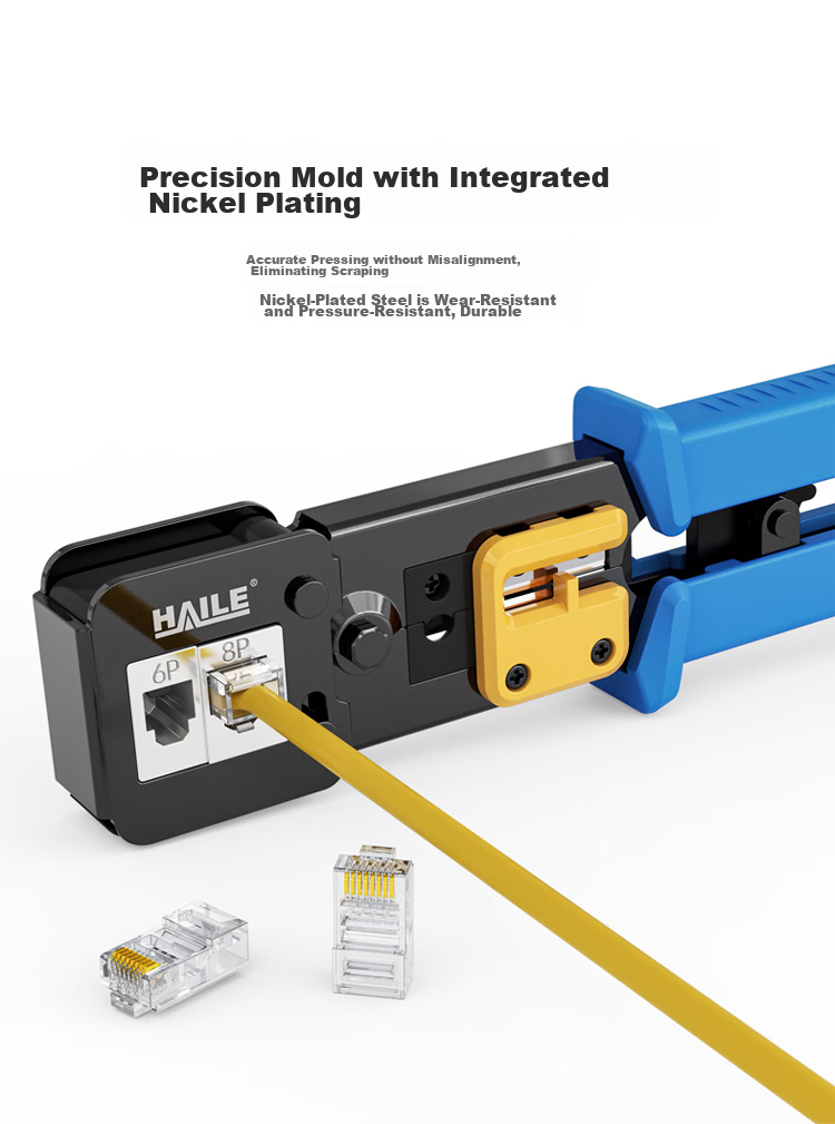 HAILE Network Cable Crimper, Hole Punching RJ45 Connector, Telephone Line Piercing And Crimping Tool, Cat5e/Cat6 Wire Stripper, Labor-Saving HT-G82, with Original Blade Included 6