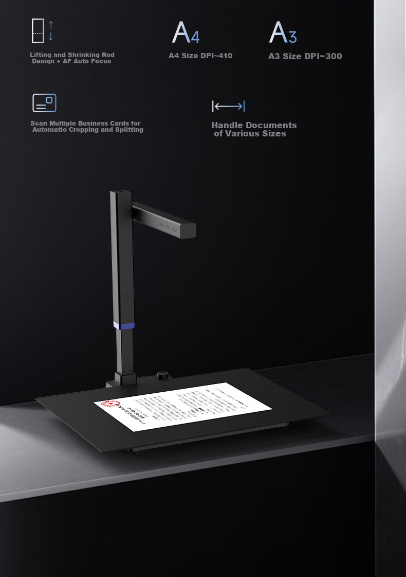 CZUR Elf UA3Plus High-Speed Camera, 22 Million High-Definition Pixels, A3 Book Scanner, Curved to Flat Automatic Continuous High-Speed Office Use, Compatible with Domestic/Apple/win Systems 8