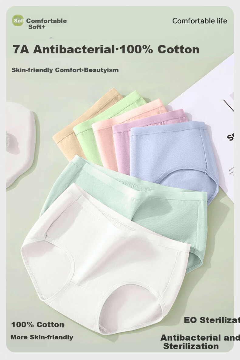 MiiOW Disposable Women's Underwear, 100% Pure Cotton, Sterilized, No-Wash, for Pregnant Women, Postpartum Care, Business Trips, Travel, Daily Use, Size L, 7 Pieces 1