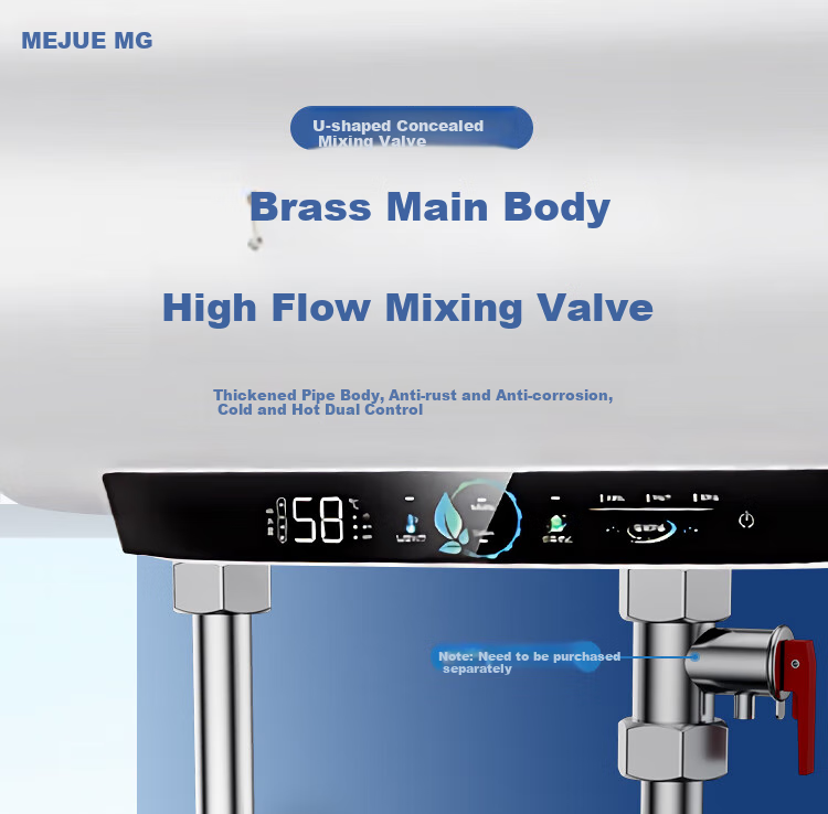 MEJUE Electric Water Heater Mixing Valve, Surface-Mounted Shower Faucet U-Shaped Shower Head Bathing Switch, Copper Body Z-013192 1
