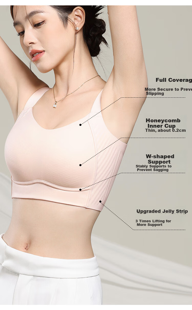GRACEWELL Seamless Bare-Feel Full Coverage Bra for Large Breasts, Minimizing Effect, Honeycomb Breathable Thin Lift-Up Anti-Sagging Plus Size Brassiere 4