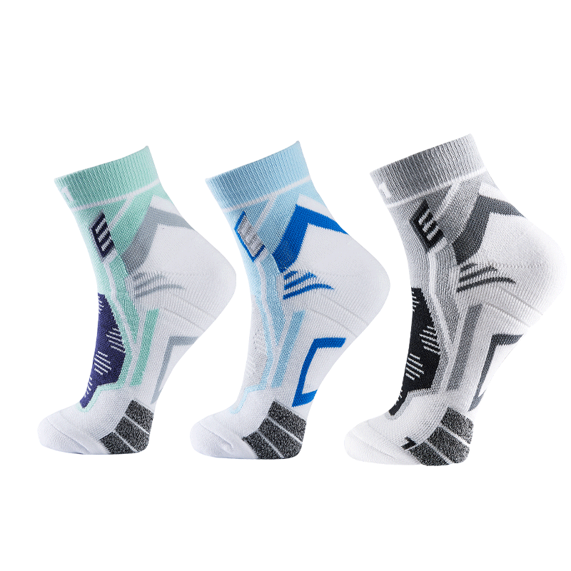 Taan Sports Socks, Badminton Socks with Thick Terry Bottom, Professional Athletic Men's Socks T528, Mixed Colors, 3 Pairs Per Pack