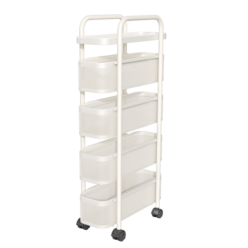 Jiabangshou Kitchen Gap Storage Rack, Refrigerator Side Pull-Out Cabinet, Bathroom Small Cart, Ultra-Narrow Sliding Basket, 22+3