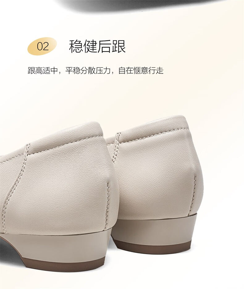 Yierkang Slip-On Comfortable Mom Fashion Shoes, Shallow Mouth Flats, Chunky Heel Work Leather Shoes, 27132W, Black 2, Size 38 6