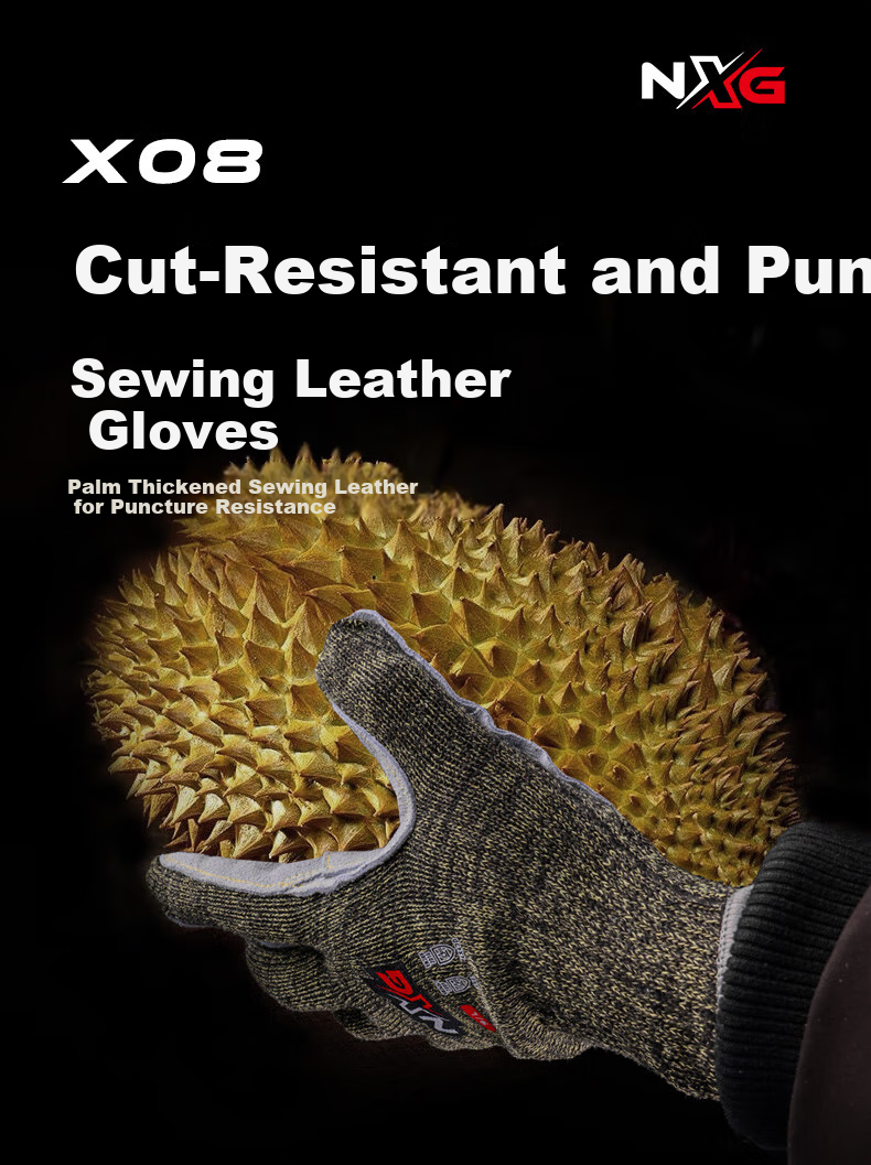NXG Level 5 Cut-Resistant Gloves, Cowhide Cactus Rose Durian Gardening Anti-Puncture, Woodworking Anti-Cutting Anti-Wounding X08 1