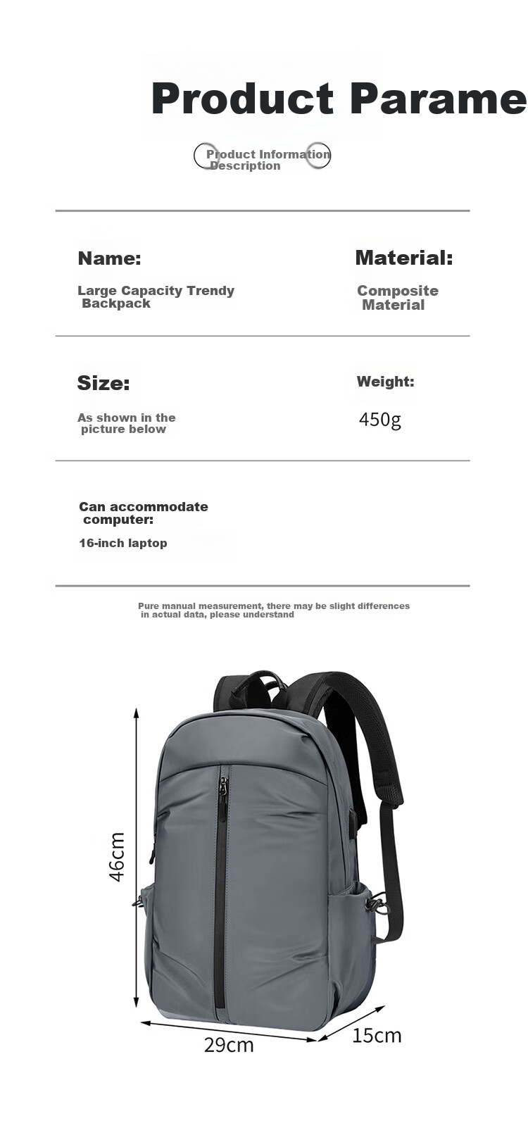 Biyoumei Backpack for Men, Fashionable Casual Travel Bag, Laptop Bag, School Bag for High School And College Students, Middle School Bag for Wome 8