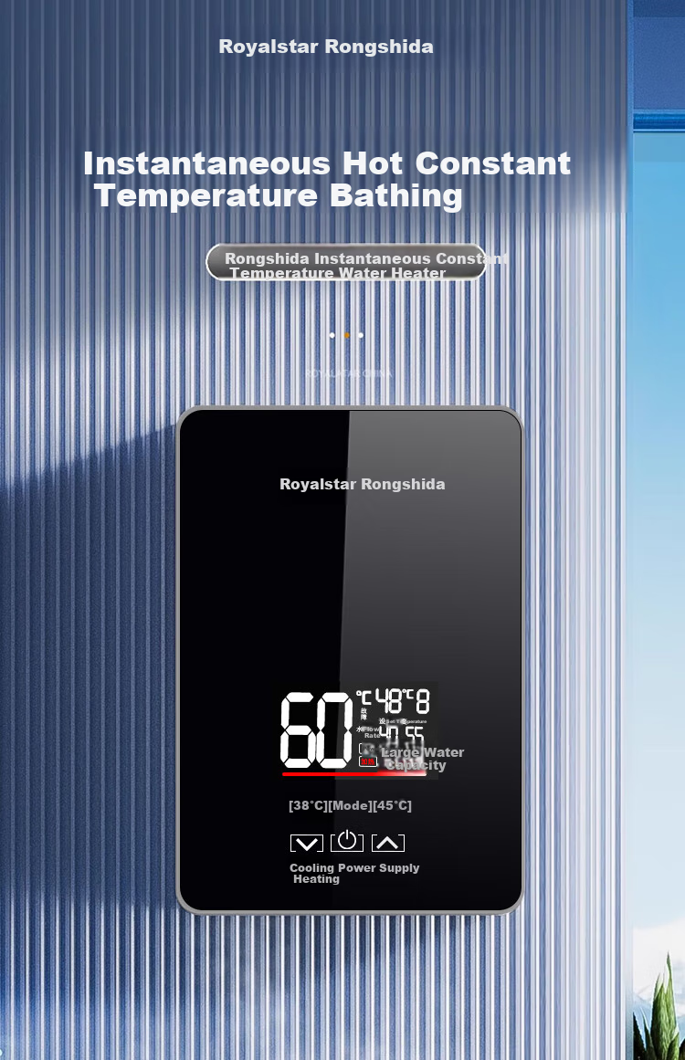 Royalstar Instant Electric Water Heater for Home Use, Fast Heating, Compact Kitchen Treasure, Bathroom Instant Heating, No Water Storage Required, Variable Frequency Constant Temperature, 6000W, Water And Electricity Separation + Unlimited Hot Water + Leakage Protection Switch 3