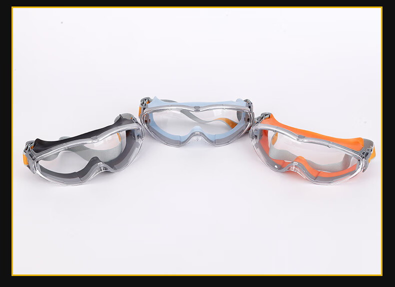 Minggu Fully Enclosed Industrial Safety Goggles Windproof Dustproof Riding Glasses with Black Frame Transparent Lens 9