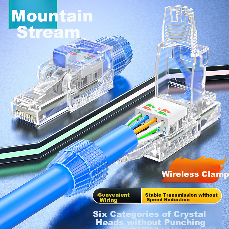 SAMZHE Cat6 Toolless Crystal Head, Gigabit Cat6 No-Tool Network Cable Connector, Engineering Grade Category 6 8P8C Tool-Free RJ45 Computer Network Connector, Single Pack MDL61