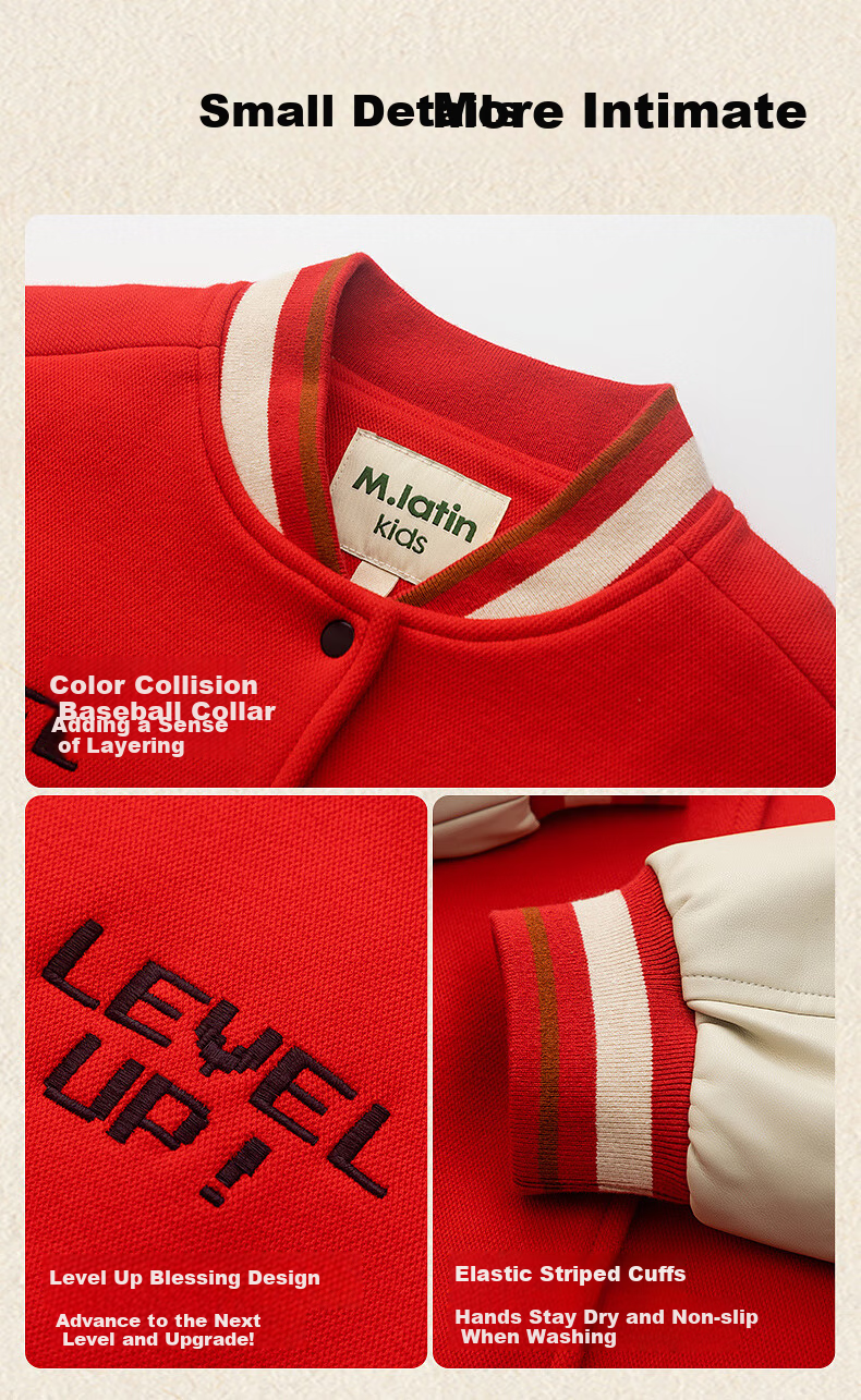 M.Latin Children's Outerwear Spring 2025 New Collection Boys And Girls Windproof Baseball Collar Jacket with Patchwork Desig 11