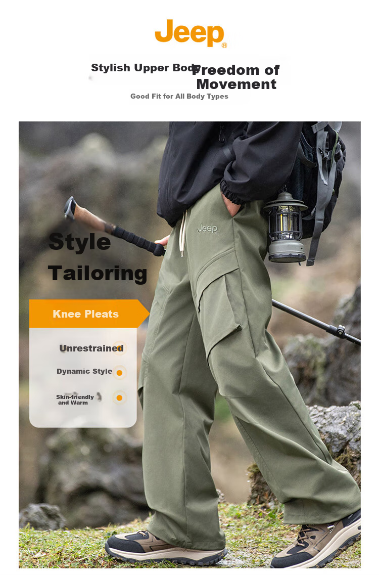 JEEP Men's Casual Pants, Cargo Pants for Spring And Summer, Hiking Trousers, Outdoor Sports Pants for Men, Khaki, Size M 2