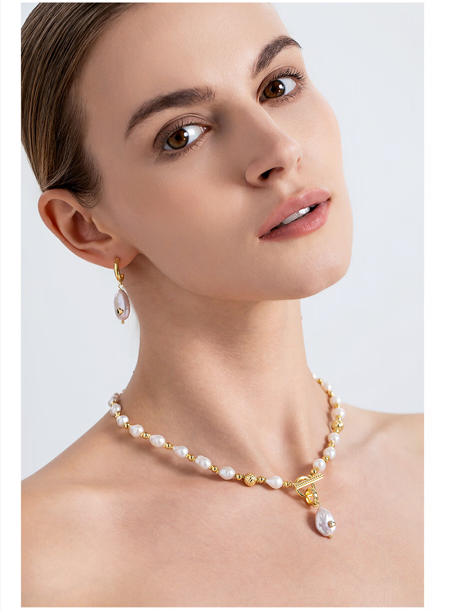 ECILY Xiao Tao Xin Series French Light Luxury Baroque Pearl Elegant Earrings, Heart-Shaped Earrings for Women, Birthday Gift Earrings 2