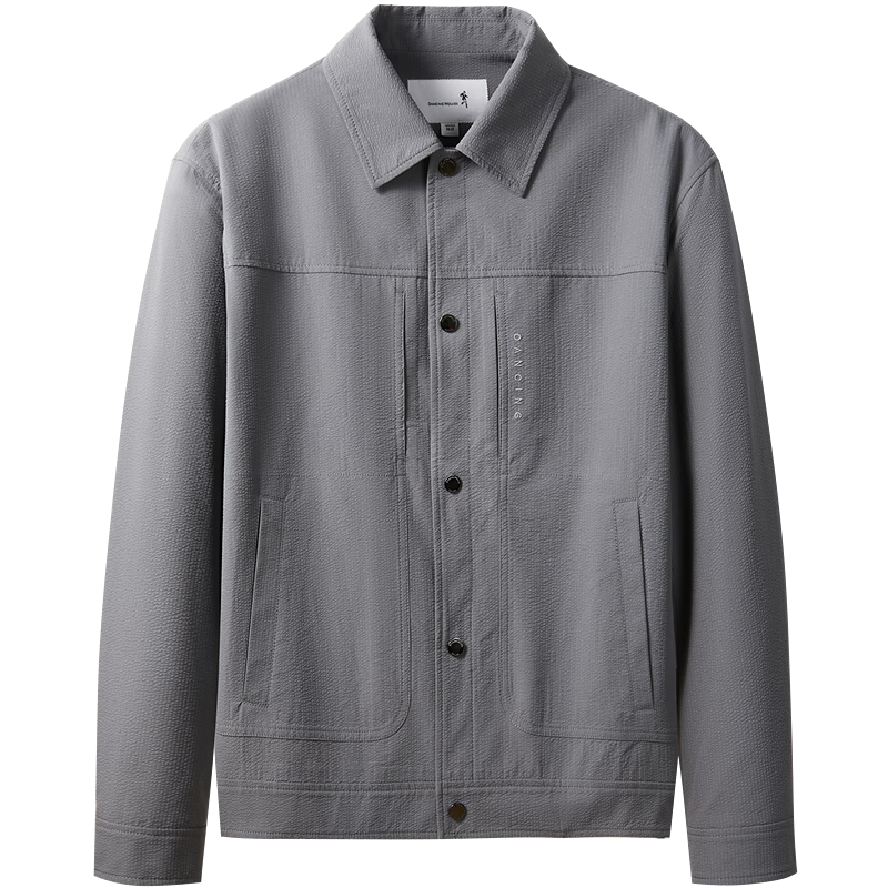 DANCING WOLVES [Easy-Care] Lightweight Jacket, Bubble Gauze Texture, Casual Versatile Men's Coat, 003 Medium Gray, M(170)