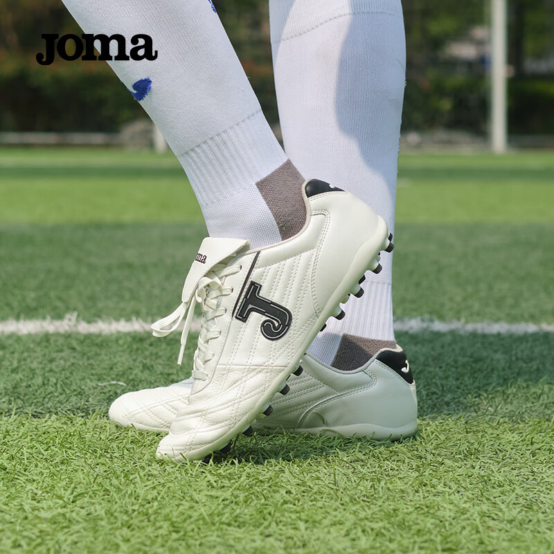 JOMA Kangaroo Leather Soccer Shoes for Men, Women, Adults, Children, Teenagers And Students MG Stud Soccer Cleats for Matches And Training White Size 43