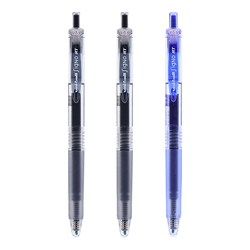 Uni Mitsubishi Uni-Ball UMN-105 Gel Pen Set - 2 Black, 1 Blue, Stylish 0.5mm Signature Pen for Business, Students, Exams, Water-Based Ink Pens, 3 Pens