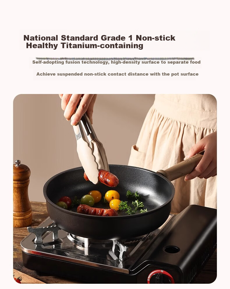CaROTE Non-Stick Frying Pan, Small Skillet for Home Use, Suitable for Pancakes, Eggs, Steak, Titanium Cookware, Lightweight, Compatible with Induction Cookers, 26cm 3