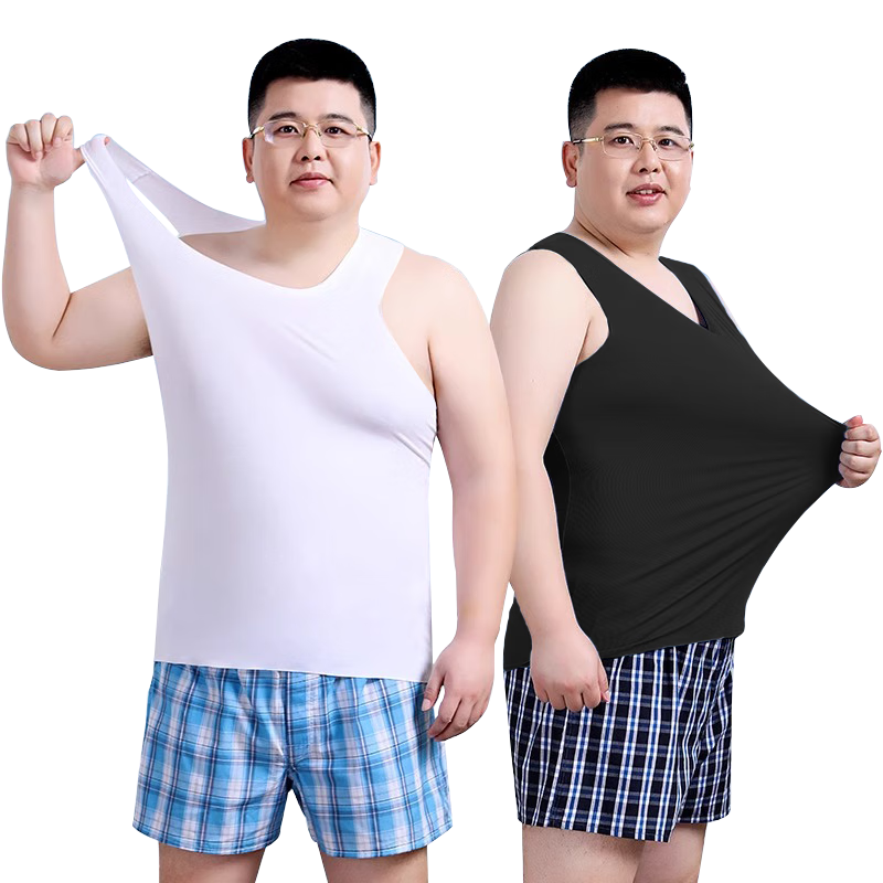 LangSha Ice Silk Men's Vest Summer Plus Size Seamless Thin Casual Sports Base Layer Tank Top 2-Pack