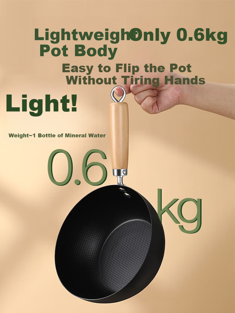 SSN Small Wok Pan 18cm Small Iron Pan for One Person, Stir-Fry Pan, Small Size without Coating, Baby Food Pot for 1-2 People 8