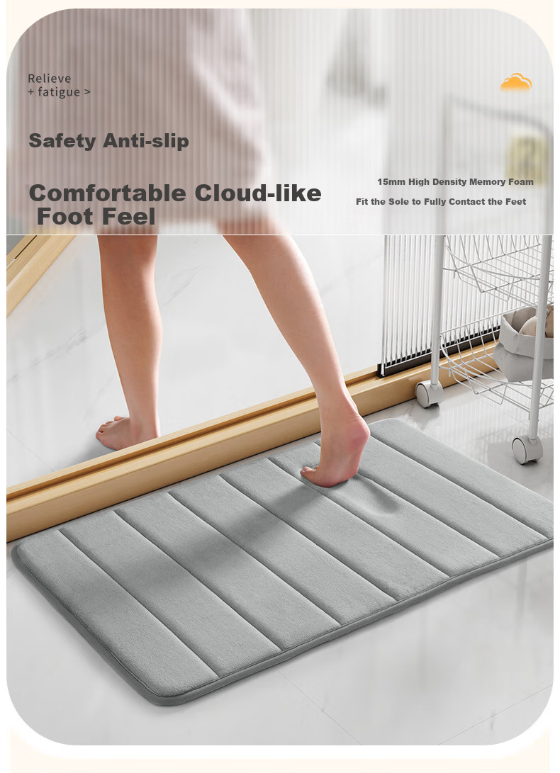 Qiqijia Household Bathroom Absorbent Mat, Bath Mat for Doorway, Quick-Drying Foot Mat for Entryway, Non-Slip Mat for Toilet And Washroom 3