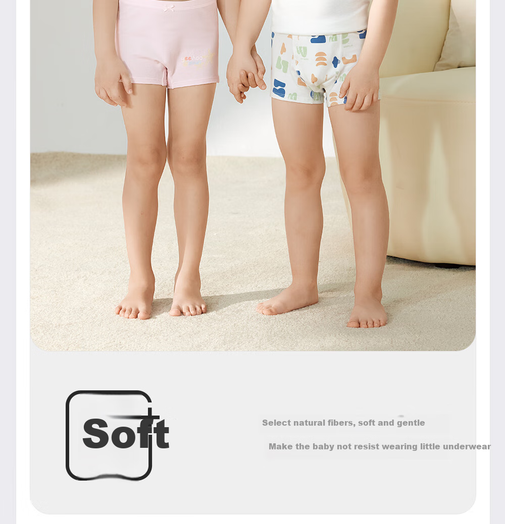 YEEHOO Children's Underwear Breathable 7A Antibacterial Baby Boxer Briefs Gift Set for Boys And Girls, Comfortable Shorts That Don't Pinch The PP 9