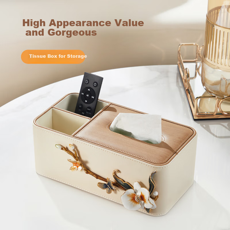 Nuoshiman Luxury Tissue Box, Living Room High-End Coffee Table Decoration, Multifunctional Storage, Housewarming Gift for Moving