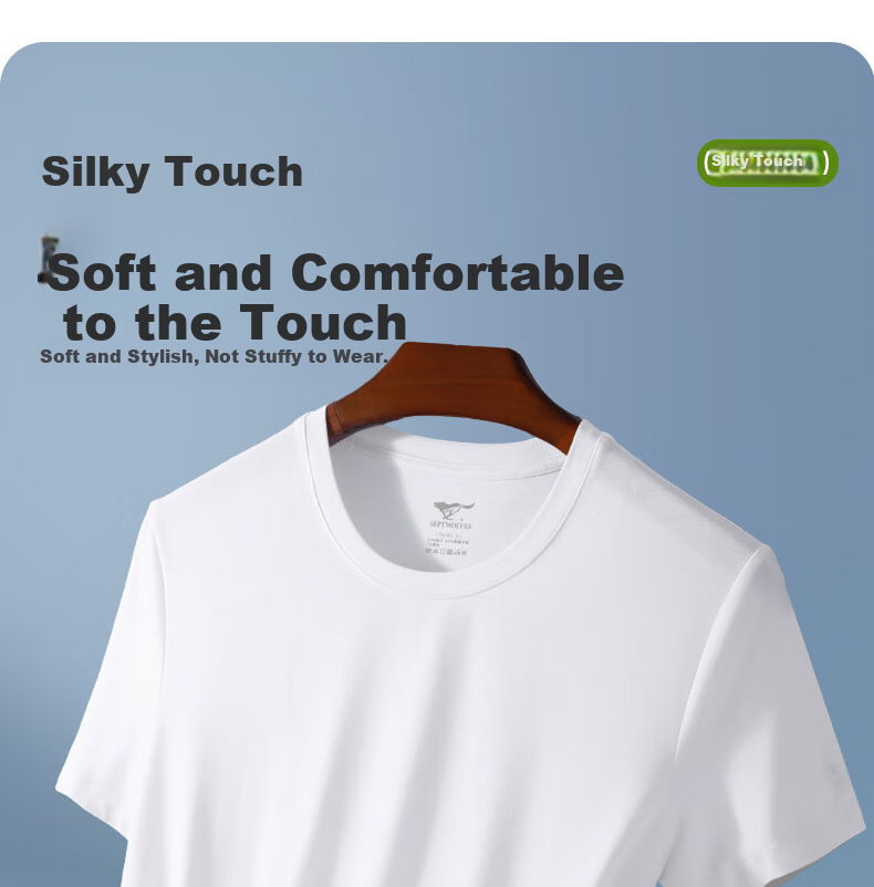SEPTWOLVES Men's Short Sleeve T-Shirt Comfortable Breathable Versatile Cool Ice Silk Round Neck Base Shirt White L 15