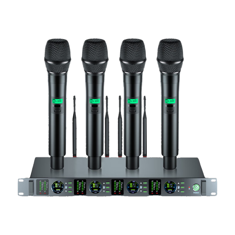 SAST Professional Wireless Microphone for Stage Performance, Meetings, Lectures, Live Streaming, KTV Singing, Anti-Interference UHF FM Microphone OK-104 Professional [Four Handheld]