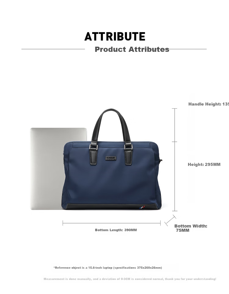 GOLF Business Briefcase for Men, Stylish Nylon Water-Resistant Large Capacity Handbag, Multifunctional Horizontal Style Shoulder Crossbody Casual Men's Bag 5I568364J Blue with Black 6
