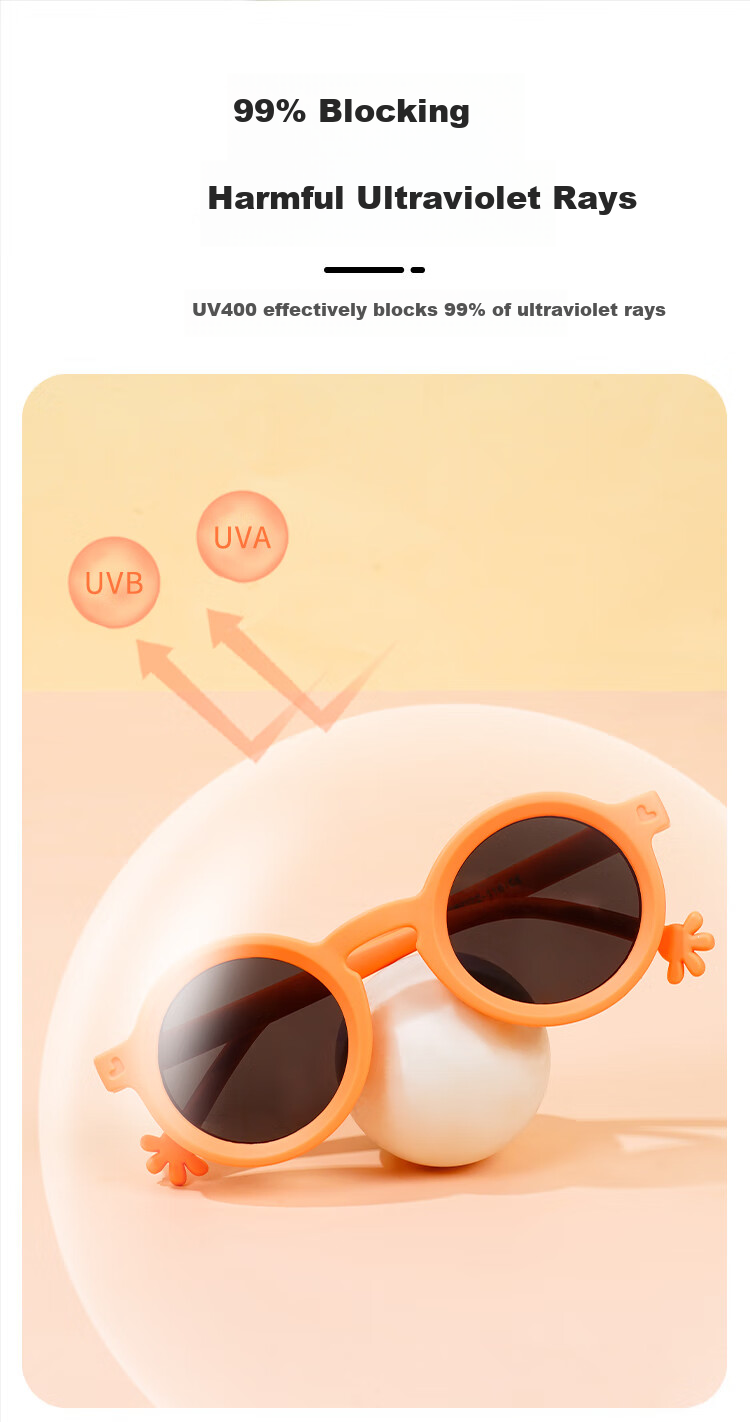 Angelamiao Children's Sunglasses, Kids' Sunglasses for Boys And Girls, UV Protection, Cartoon Cute Baby Glasses, Back to School 5
