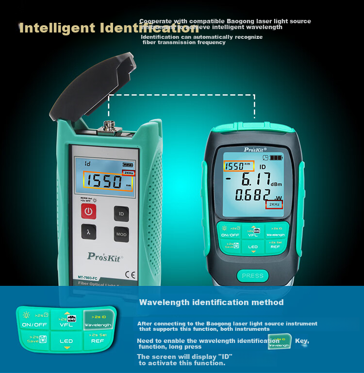 Pro'sKit MT-7616 4-In Multifunctional Optical Power Meter/Continuity Tester/Network Cable Tester, Red Light Pen Network Tester 9
