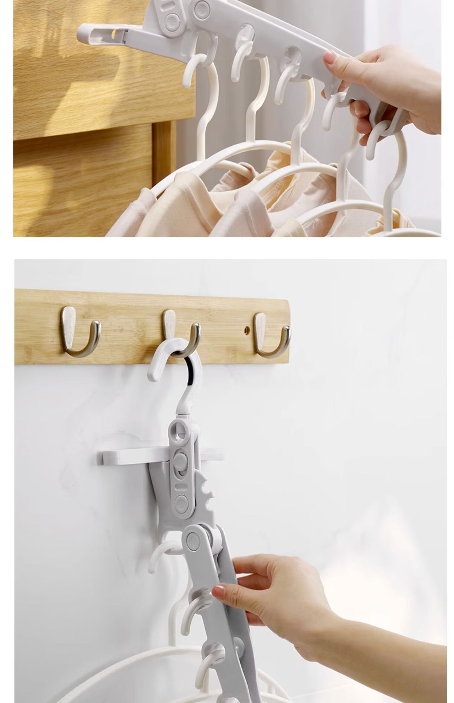 Jiebi Portable Foldable Clothes Hanger 2-Pack Five-Hole Travel Hotel Drying Rack 9