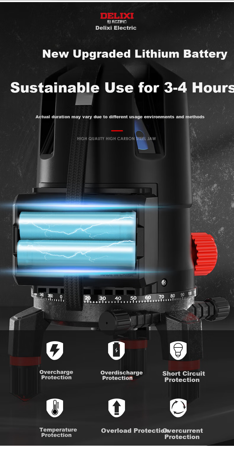 DELIXI ELECTRIC Blue Light 2-Line Laser Level High Precision Strong Light Fine Line Auto Leveling Ruler Home Marking Projector 10