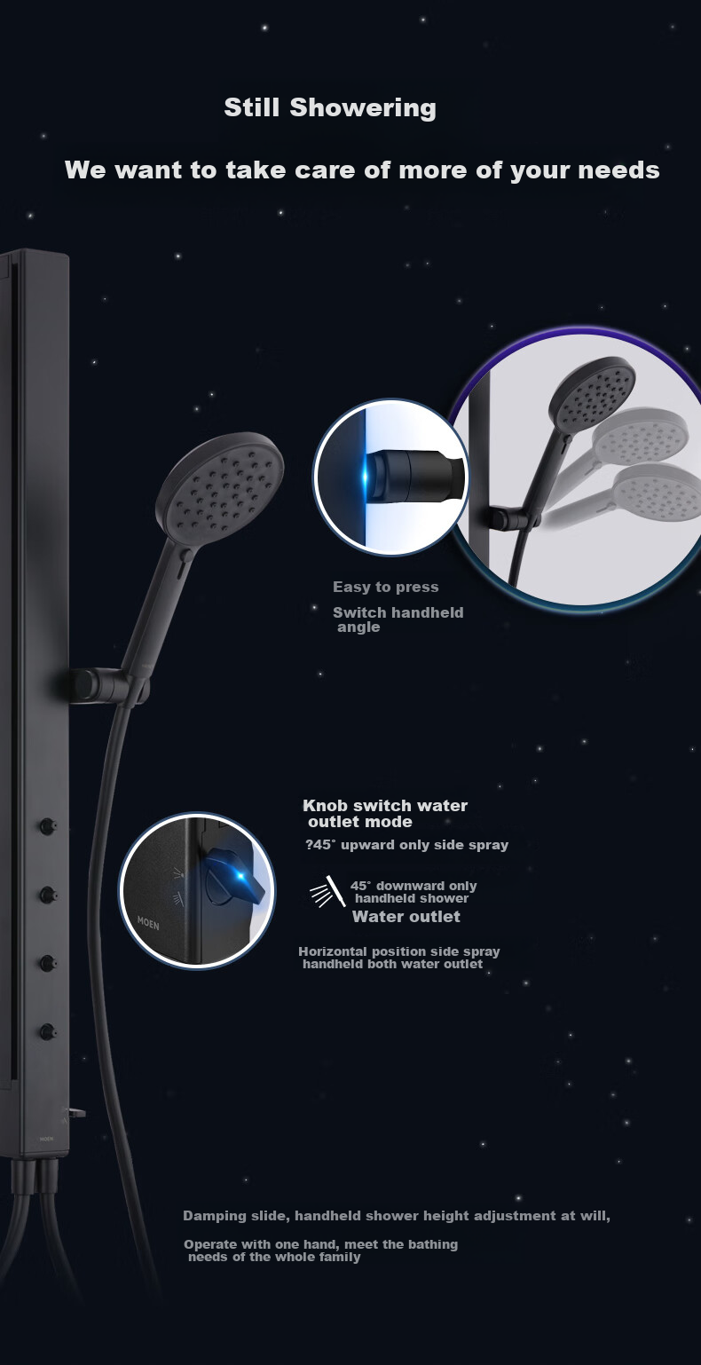 MOEN Shower Head, Smart Constant Temperature Shower, Piano Key Large Top Spray, Micro-Bubble, Milk White, Complete Set, 51432 4