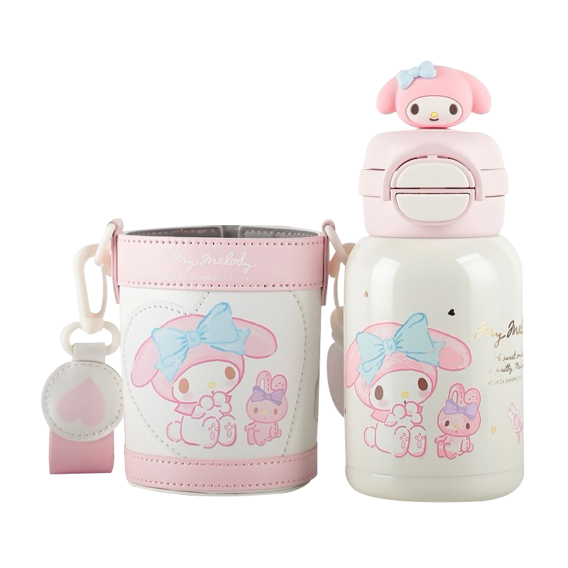 BEDDYBEAR Open-Smiling Double-Drinking Lid Children's Insulated Cup with Straw, 316 Steel Large Capacity Thermos, 600ML Meiladi