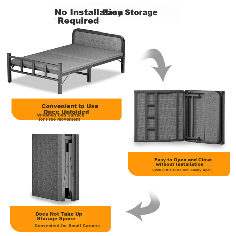 Chibailun Folding Bed, Single Bed for Home Use, Simple Bed for Office Nap, Dormitory Hard Board Bed, Portable Bed for Rental Apartments