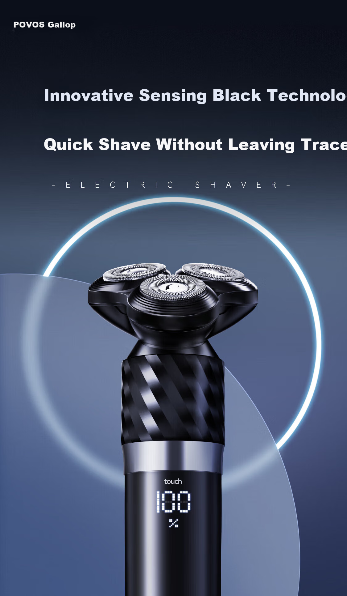 POVOS Electric Shaver with Smart Sensor, Full-Body Washable, Fast Charging Black King PQ9501 Holiday Gift for Boyfriend, Husband, Father 1