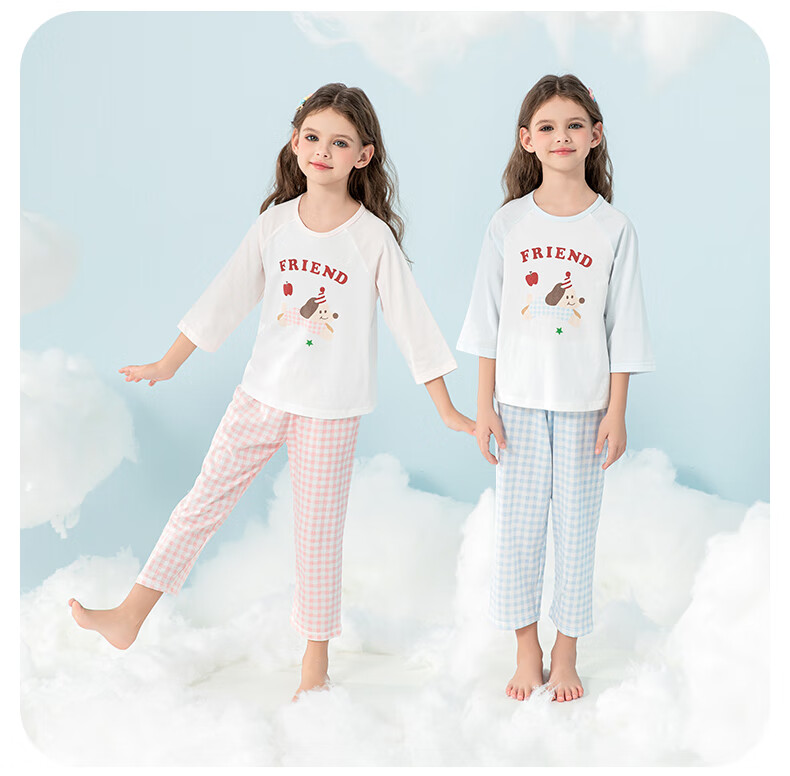YING BO LUN Girls' Pajamas, Spring And Summer Thin Style, Children's Home Wear, Girls' Summer Air Conditioning Clothes, 20892 Light Pink, Size 160 19