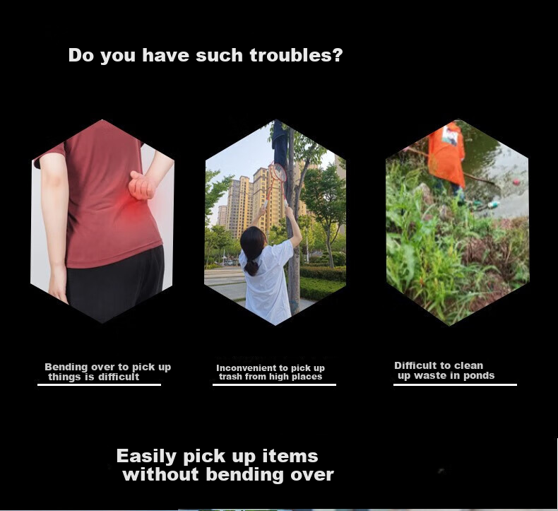 Sitoo Long-Handled Garbage Picker, Sanitation Trash Grabber, Non-Slip Extended Handle Garbage Clamp, Straight Handle Litter Picker 3