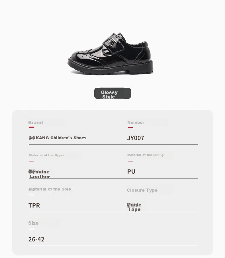 Aokang Boys' Leather Shoes, 2026 Spring And Summer New Style, Boys' Student Performance Shoes, Children's British-Style Mid-To Kids Black Dress Shoes 1