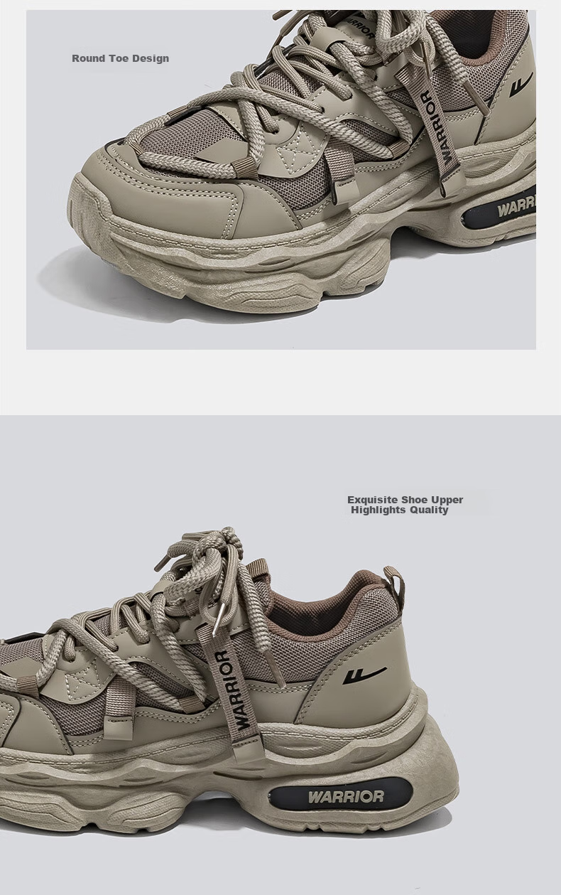 Warrior Official Men's Shoes, Summer Mesh Shoes, Breathable Casual Sneakers, Retro Heightening Dad Shoes, Men's Style, Army Green, Size 40 6