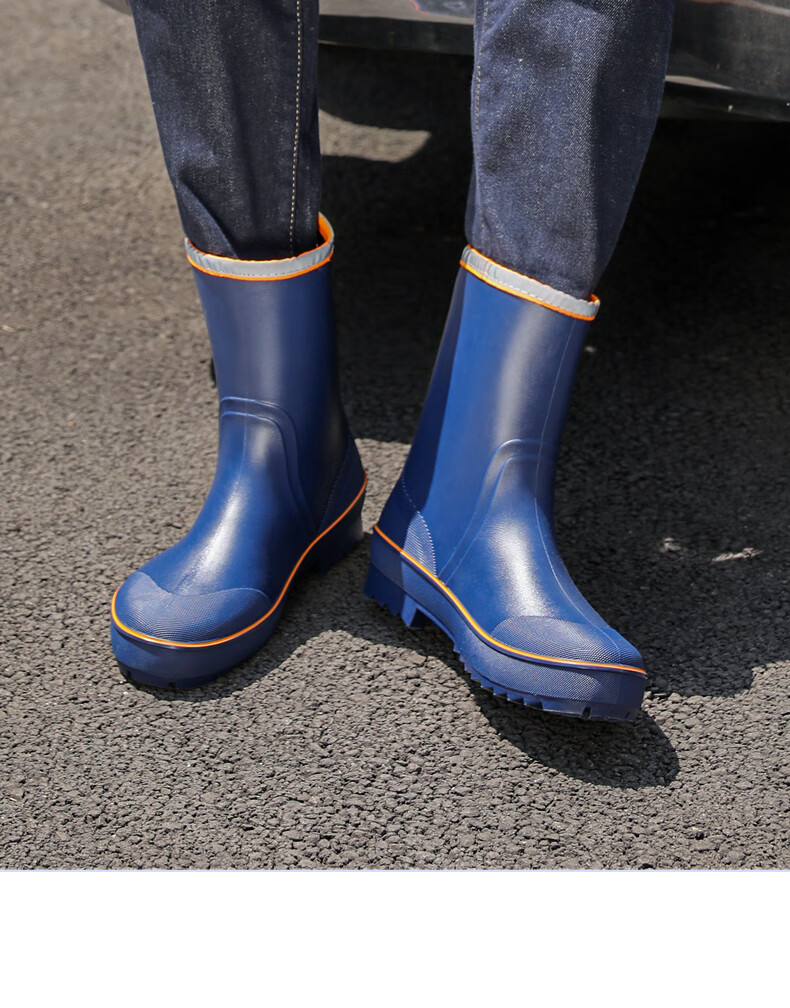 Lanoudun Rain Boots for Men, Tall Waterproof Shoes, Outdoor Non-Slip Rubber Shoes, Wear-Resistant Rain Boots, Overshoes YX1010 Size 42 17