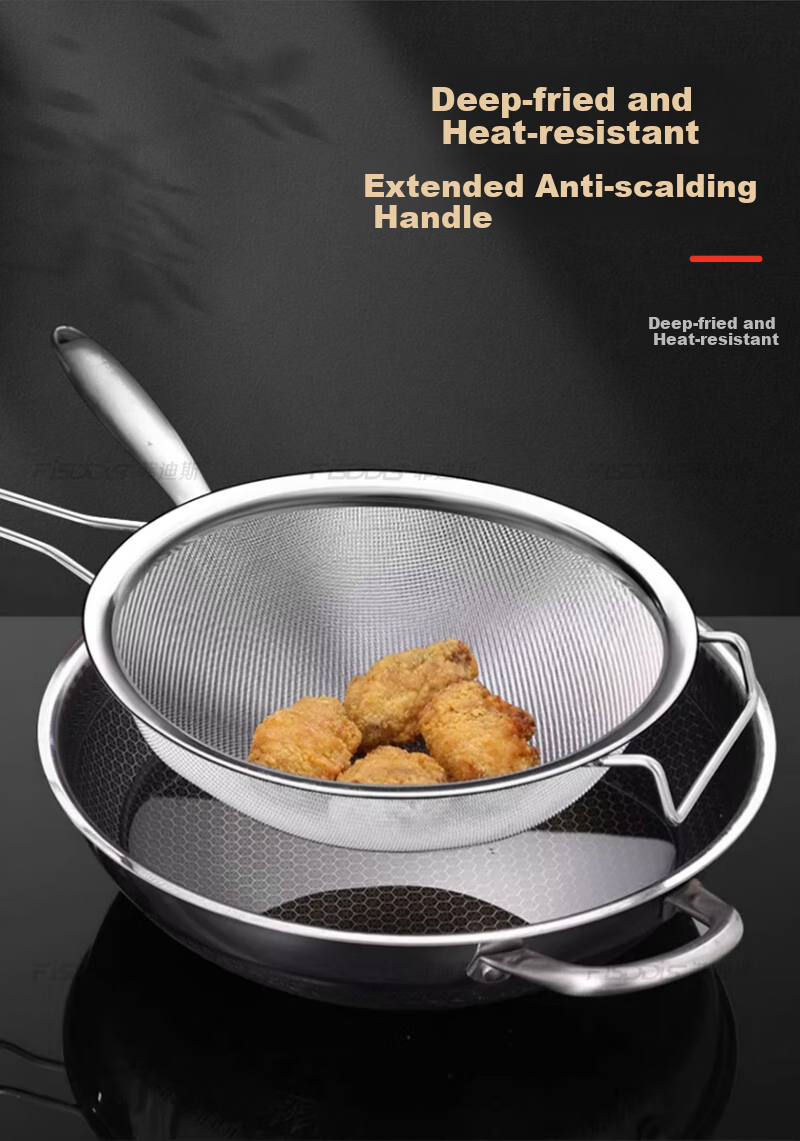 FISDDIS Thickened Stainless Steel Strainer Colander for Home Use, Oil Separator for Soy Milk And Chinese Medicine, Flour Sieve, 20cm 5