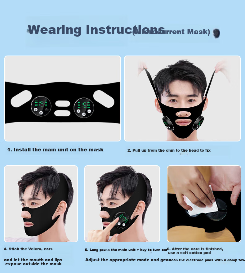Chuxian Small V Face Shaping Mask, Facial Bandage for Cheekbones And Jawline, Men's Double Chin And Nasolabial Fold Lifting, Microcurrent Versio 8
