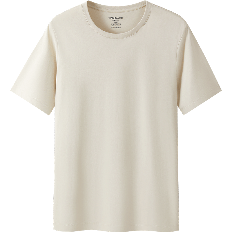 THREEGUN [Pure Cotton Breathable] Men's T-Shirt, Round Neck Short Sleeve Top, Versatile Casual Men's Outer Wear Undershirt