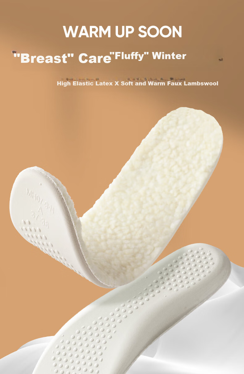 FOOTOPPO Latex Lambswool Warm Insoles for Men And Women, Winter Cold-Proof Fleece-Lined Thick Soft-Soled Wool Insoles 1