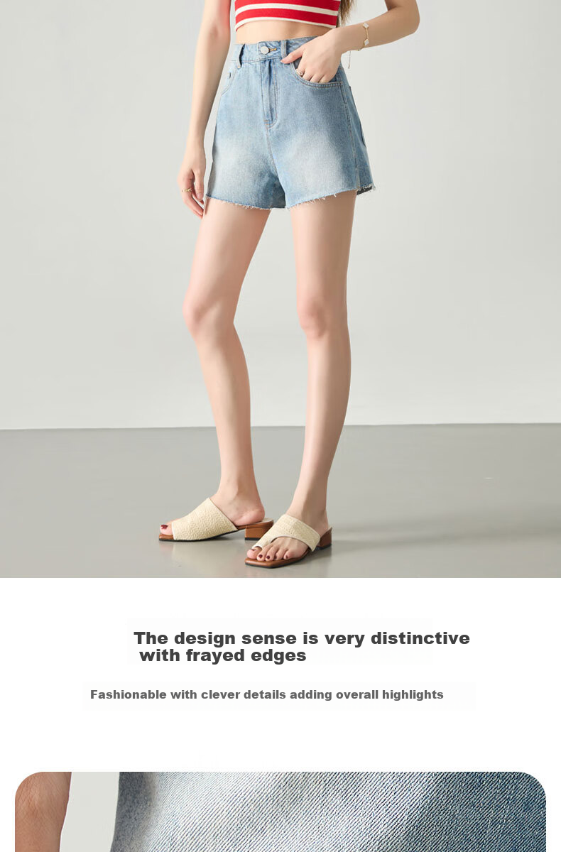 LangSha Women's Loose-Fit Denim Shorts, Lightweight for Summer, Frayed Edges, Straight-Leg Slimming A-Line Wide-Leg Pants, Casual Versatile Hot Pants for Outdoor Wear 9